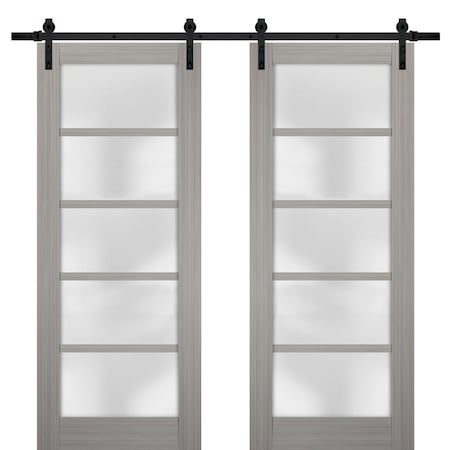 Sartodoors Double Barn Interior Door, 60" x 84", Gray QUADRO4002DB-SSS-6084